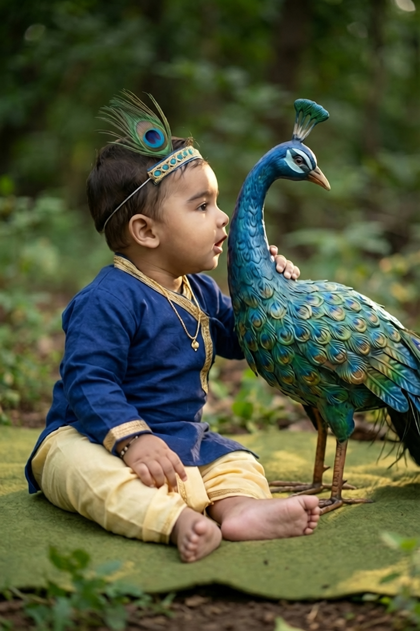 Baby Krishna with cows